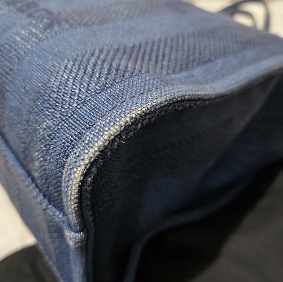 Chanel Mixed Fibers Striped Small Deauville Tote Navy Blue - Picture 14 of 16